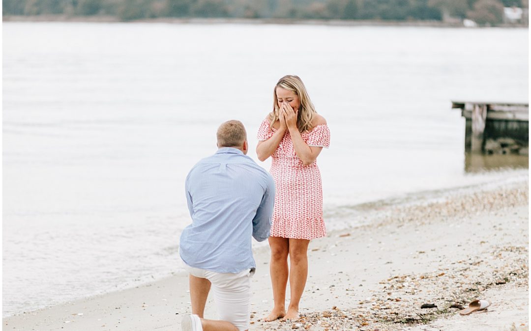 Beach Surprise Proposal Portraits in Oxford Maryland
