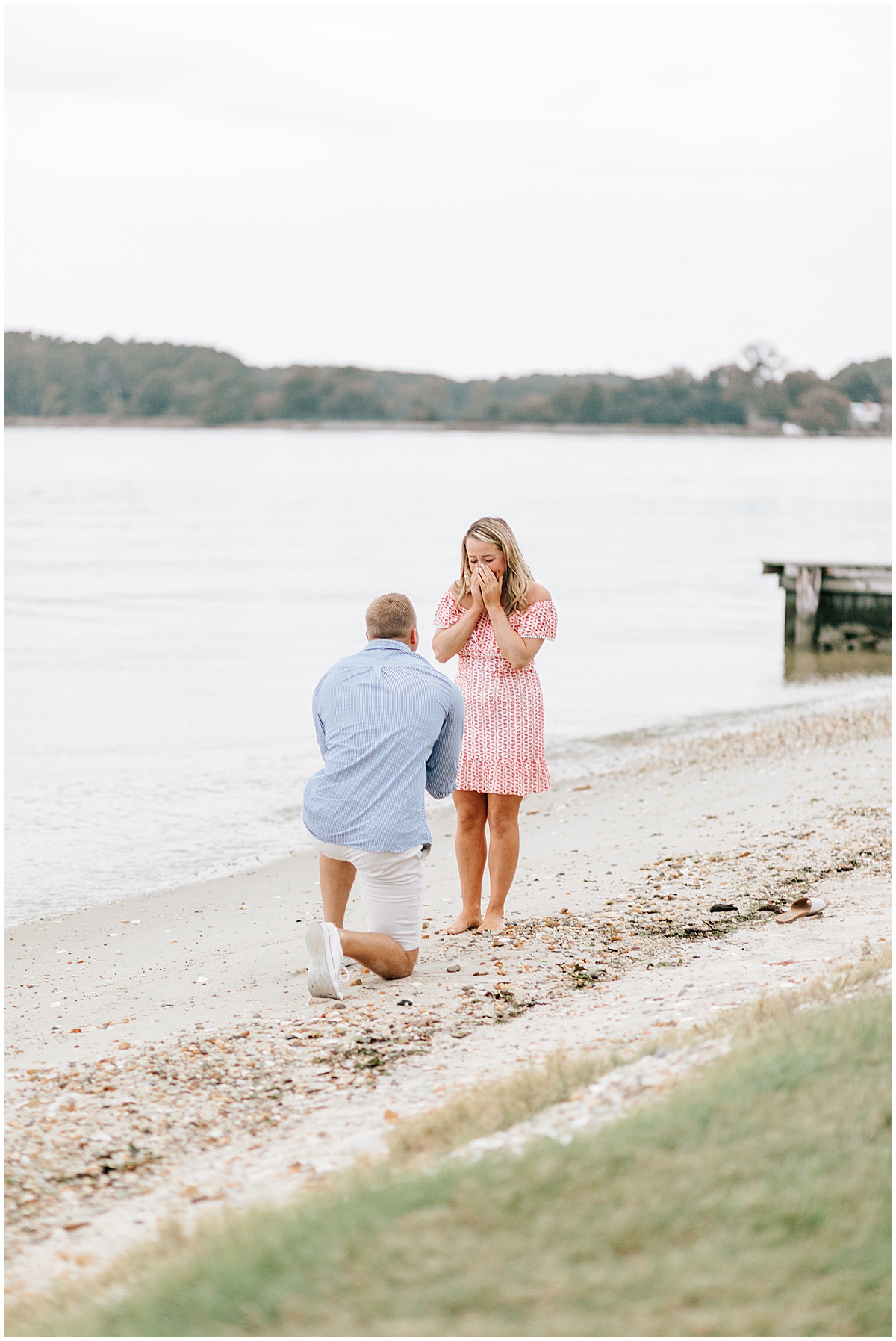 Beach surprise proposal portraits