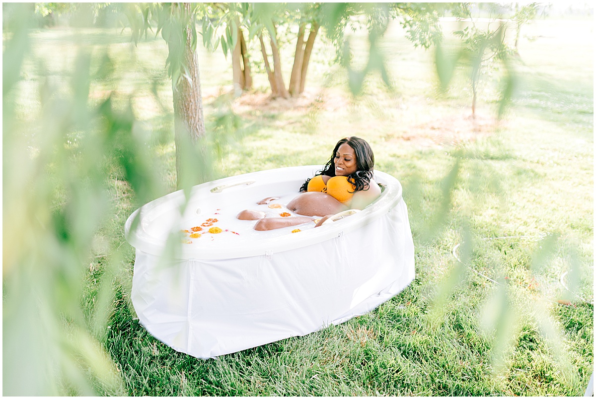 Milk Bath Maternity Photoshoot | Keaira Outdoor Portraits