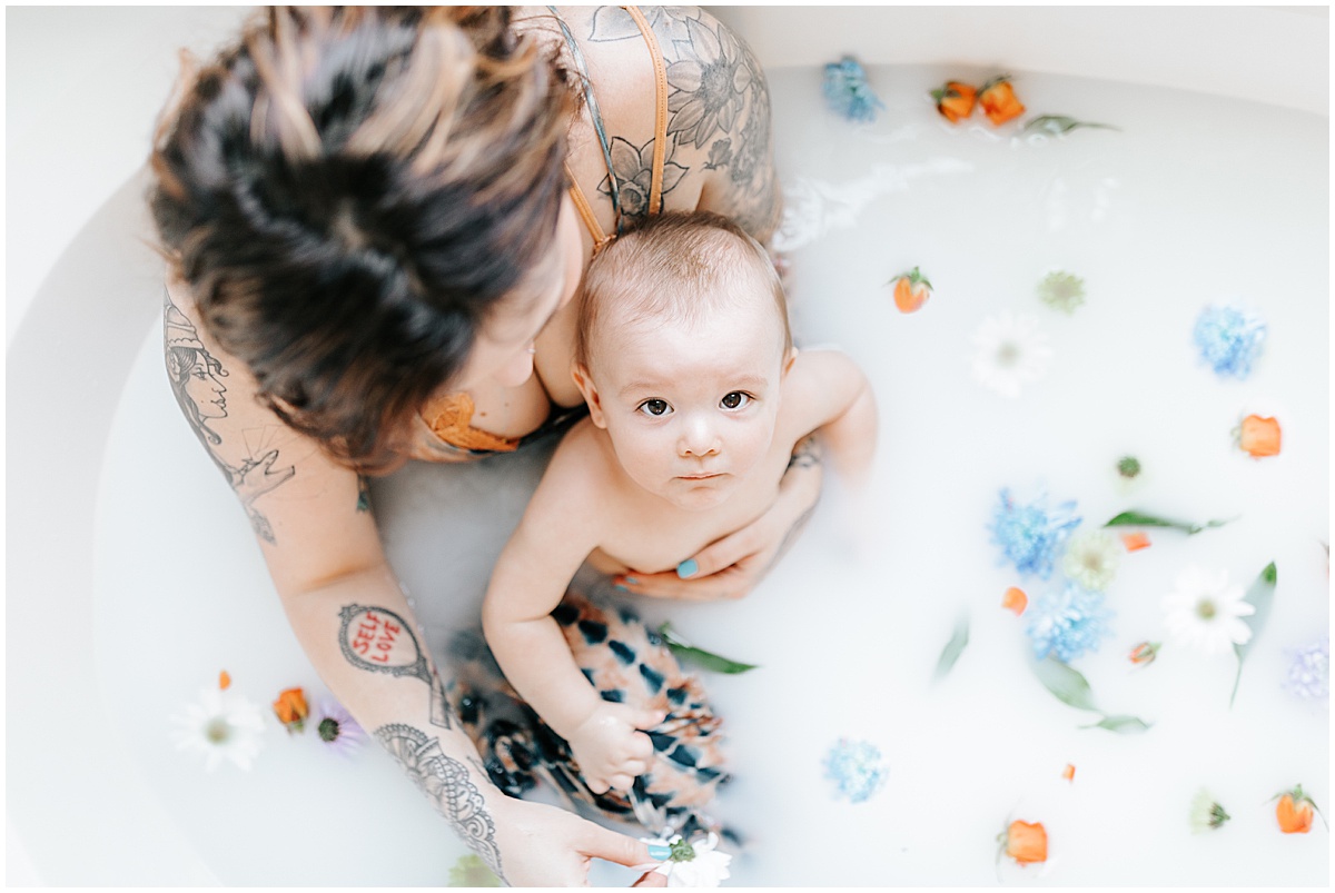 milk bath birthday portraits for mommy and me photoshoot in Smyrna Delaware