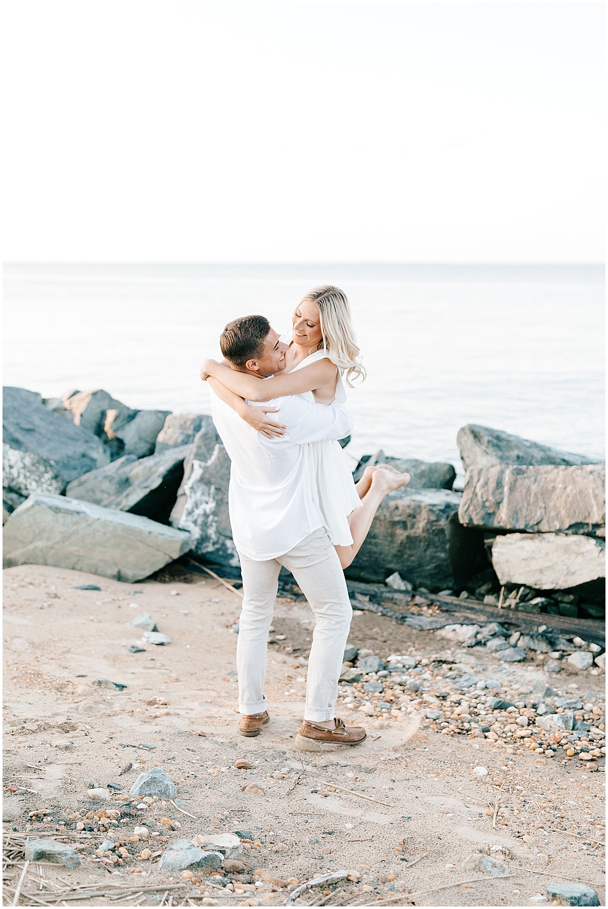 intimate beach engagement portraits