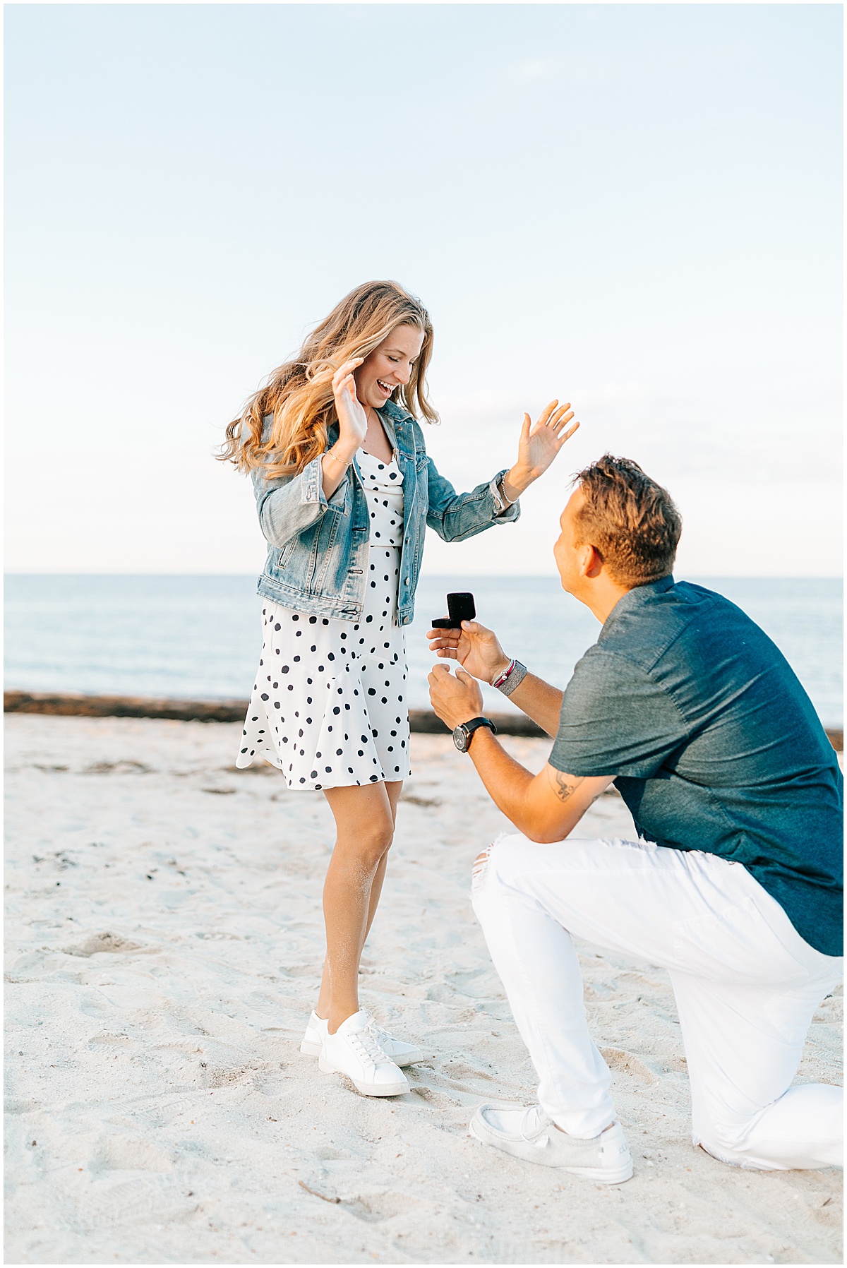 bowers beach proposal portraits for Alex and Rachels surprise beach proposal